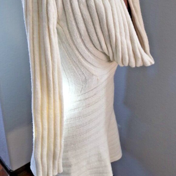 Women's Cable Knit Sweater Dress Short Sleeve Ivory Size S - Picture 4 of 16